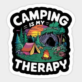 Camping is My Therapy. Funny Camping Sticker